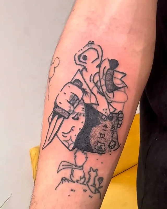Tatuagem rato skatista, antebraço