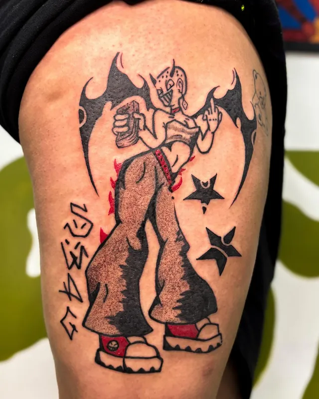 Tatuagem calça larga, braço