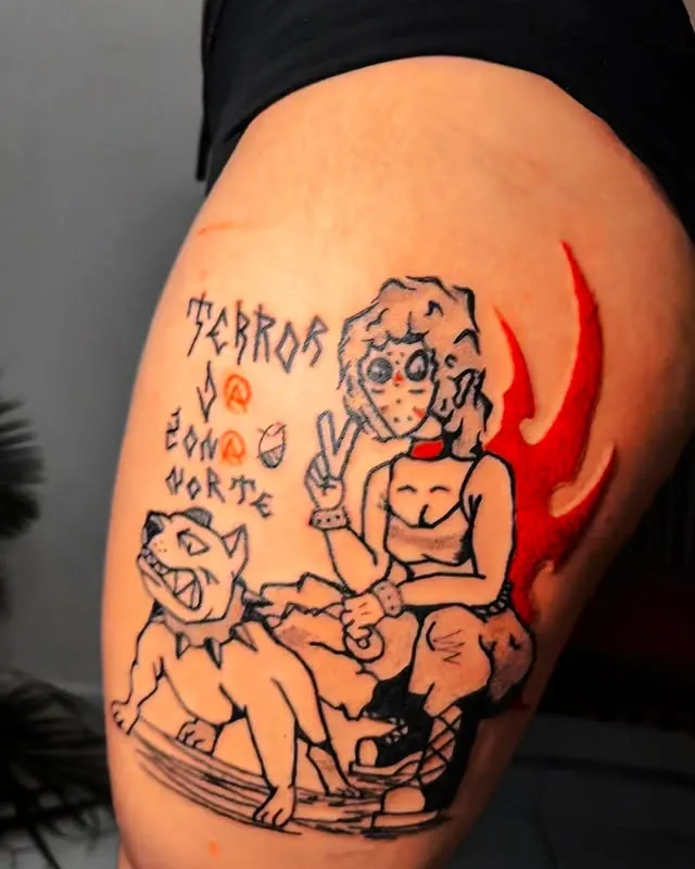 Tatuagem terror do bonde, coxa
